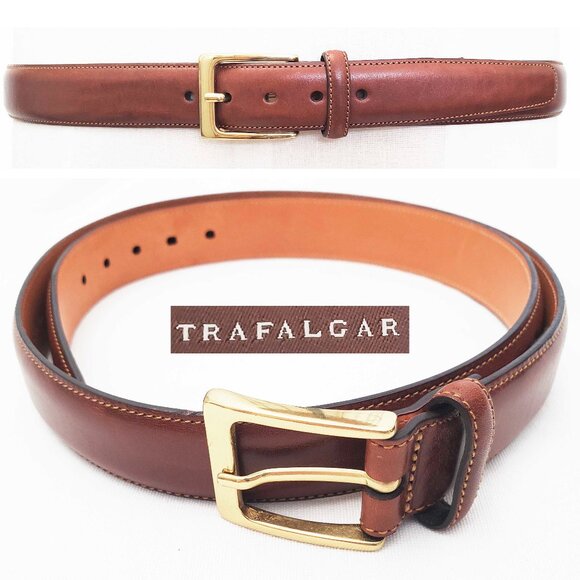 Trafalgar Men's Leather Walnut Brown Hand Polished Cortina Leather 36/90 - Picture 1 of 8